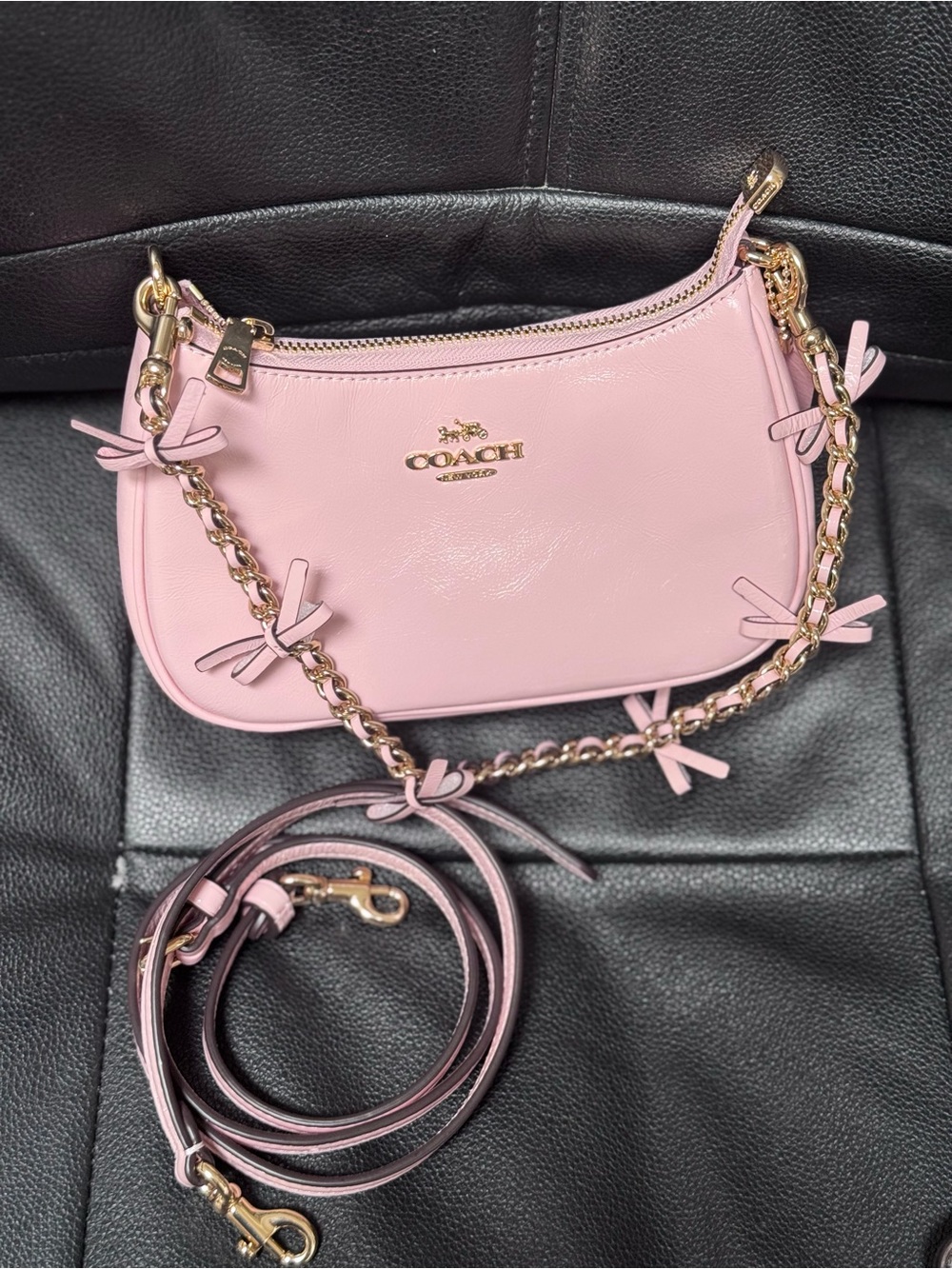 NWT Coach Teri Mini Crossbody Bag With Bows In Soft Pink CDW68 - Picture 3 of 9